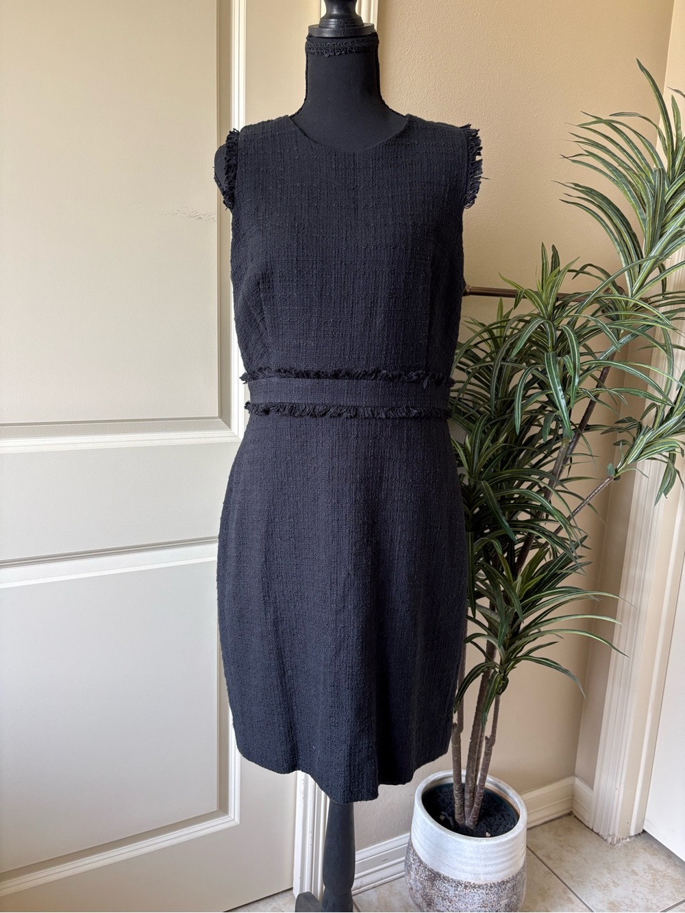 J. Crew Black Textured Sleeveless Shift Dress Size 10